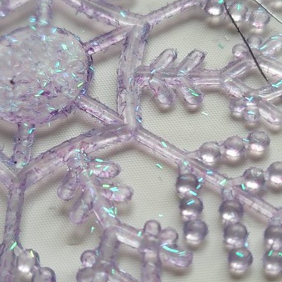 10 Large 3-1/2" Special Edition Pink Snowflake Christmas Tree Ornaments - Picture 9 of 12